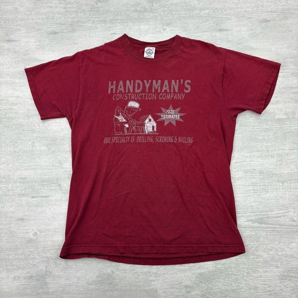 Vintage Handyman's Construction‎ Company Shirt Adult M Drilling Screwing Nailing